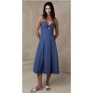 Banana Republic Bandeau Midi Dress In Hidden Blue - Size 8P